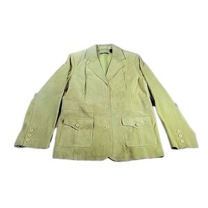 Vintage Liz Claiborne‎ Women's Size L 100% suede Green Blazer Jacket Pockets Y2K